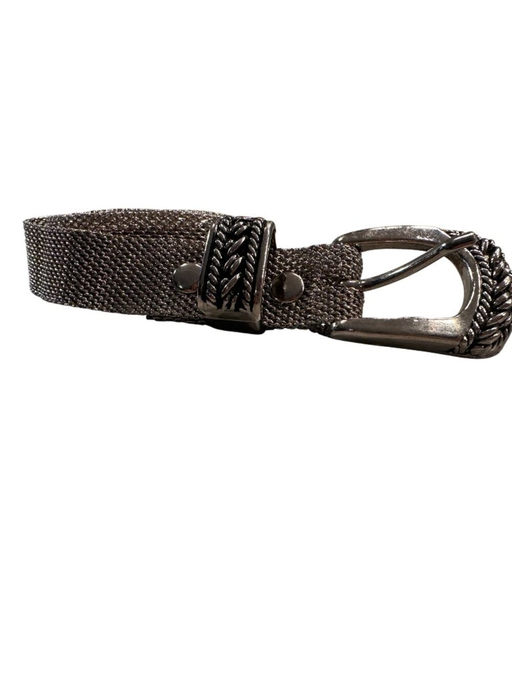 Western Mesh Chain Belt Womens Vintage Silver Braided Metal Buckle Boho